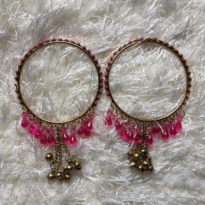 2 Piece Gold & Magenta Indian Bangle Set